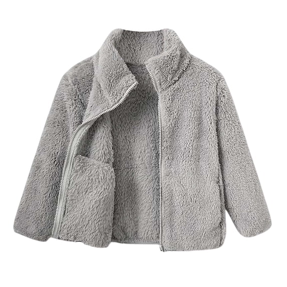 HUJlwoi Baby Warm Jacket Fuzzy Fleece Long Sleeve Coats Unisex Infant Toddlers Zip Up Thermal Winter Outerwear with Pockets