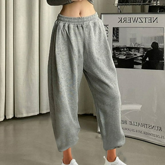 HUJlwoi Baggy Sweatpants Women Lightweight Elastic Waist Cinch Bottom Trousers for Outdoor Workout Comfy Trendy Pants