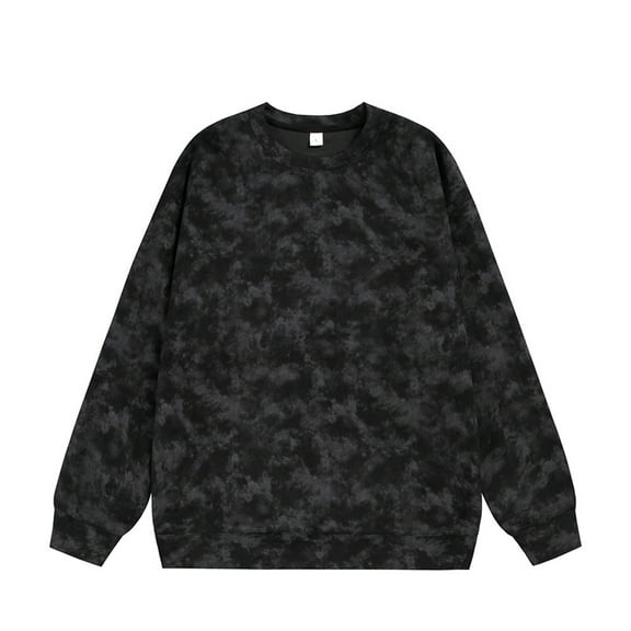 HUJlwoi Big and Tall Shirts for Men Lightheight Fashion Tie Dye Crew Neck Top Casual Comfy Long Sleeve T-Shirts Soft Basic Clothes