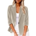 thumbnail image 1 of HUJlwoi Blazers for Women Corduroy 3/4 Rolled Sleeve Dressy Elegant Outerwear Business Trendy Suit Jackets Coat with Pocket, 1 of 6