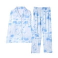 thumbnail image 1 of HUJlwoi Button down Pajama Sets for Women Printed Pocket Pj Sets Long Sleeve Spring Fall V-Neck Loungewear Basic Classic Sleepwear, 1 of 3