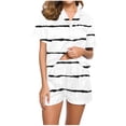 thumbnail image 1 of HUJlwoi Button down Pajamas Sets Stripe 2 Piece Pj Sets Short Sleeve Pocket Sleepwear Shorts Lounge Sets Classic Printed Summer Nightwear, 1 of 5