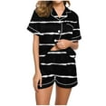 thumbnail image 1 of HUJlwoi Button down Pajamas Sets Stripe 2 Piece Pj Sets Short Sleeve Pocket Sleepwear Shorts Lounge Sets Classic Printed Summer Nightwear, 1 of 5