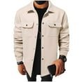 thumbnail image 1 of HUJlwoi Button down Shirt Men Long Sleeve Thermal Shirt Jacket Warm Winter Outerwear Coat with Pockets Fashion Clothes, 1 of 7