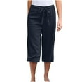thumbnail image 1 of HUJlwoi Capri Pants for Women Drawstring High Waisted Cotton Linen Pants Casual Breathable Trousers Summer Clothes S-5XL, 1 of 6