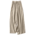 thumbnail image 1 of HUJlwoi Cotton Linen Pants Women Loose Flowy Elastic Waist Wide Leg Pockets Pants Fall Fashion Outfits Comfy Trousers, 1 of 7