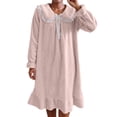 thumbnail image 1 of HUJlwoi Flannel Nightgowns for Women Babydoll Collar Cute Bow Sleepdress Long Sleeve Ruffle Thermal Sleepwear Pajama Dress, 1 of 7