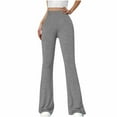 thumbnail image 1 of HUJlwoi Flare Leggings for Women Solid Color Elastic High Waist Bell Bottom Yoga Pants Soft Comfy Trousers for Outdoor Workout, 1 of 7