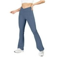 thumbnail image 1 of HUJlwoi Flare Leggings for Women with Pockets V Crossover High Waisted Bell Bottom Yoga Pants Comfy Trendy Athletic Trousers, 1 of 5
