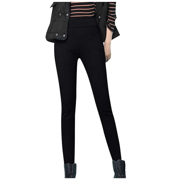 HUJlwoi Fleece Lined Leggings Women Warm Comfortable Elastic Waist Soft Tights Thermal Stretchy Winter Base Layer Pants