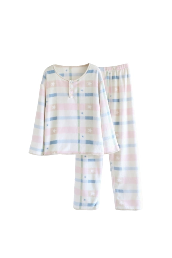 Fluffy Pajama Sets for Women Print Fuzzy Fleece Sleepwear Thermal Winter Loungewear 2 Piece Flannel Pj Sets M-XL