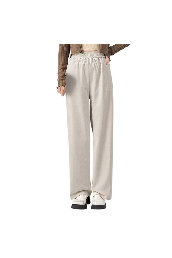 Fuzzy Fleece Pants Women Fluffy Thermal Elastic Waist Loungewear with Pockets Warm Comfy Winter Trousers M-Xl