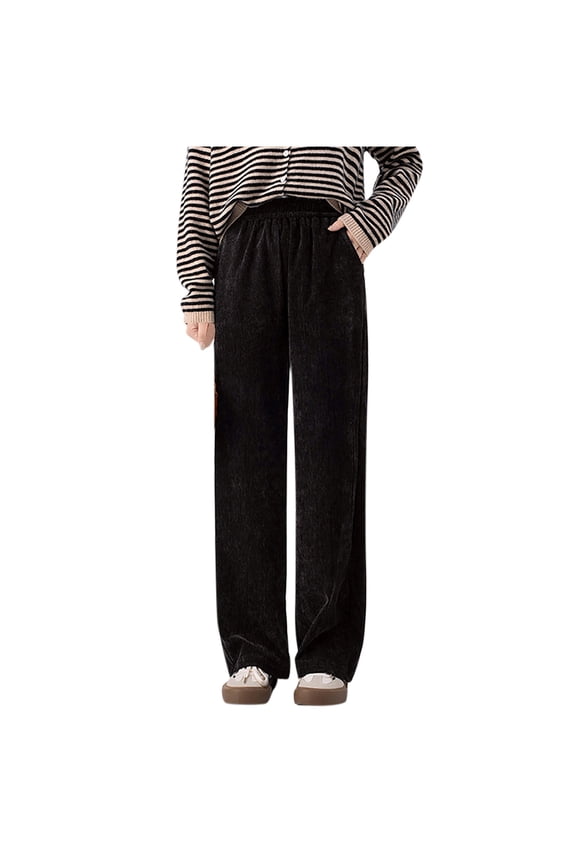 Fuzzy Fleece Pants Women Fluffy Thermal Elastic Waist Loungewear with Pockets Warm Comfy Winter Trousers M-Xl