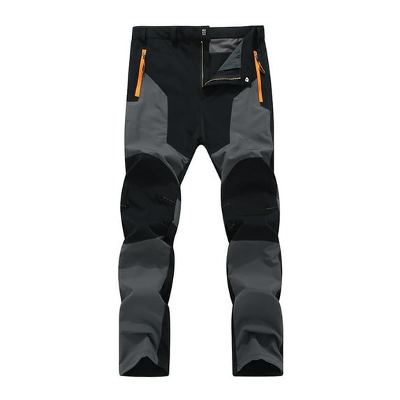 HUJlwoi Hiking Pants Men Lightweight Color Block Quick Dry Pants Outdoor Fishing Travel Active Trousers with Zipper Pockets