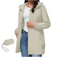 thumbnail image 1 of HUJlwoi Jackets for Women Lightweight Waterproof Raincoat Hooded Tops Packable Windbreaker Coat with Pocket Outdoor Running Hiking Outwear, 1 of 7