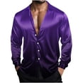 thumbnail image 1 of HUJlwoi Mens Silk Satin Shirts Lightheight Trendy Gradient Button Down Shirt Casual Long Sleeve Lapel Tops for Party Club, 1 of 7