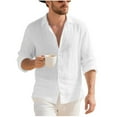 thumbnail image 1 of HUJlwoi Linen Shirts for Men Lightheight Breathable Button down T Shirt Long Sleeve Casual Tops for Beach Vacation Clothes, 1 of 7