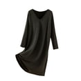 thumbnail image 1 of HUJlwoi Long Sleeve Nightgowns for Women Thermal V Neck Sleepshirts with Built in Bra Casual Pajama Dress Comfort Nightdress, 1 of 5