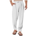thumbnail image 1 of HUJlwoi Mens Casual Pants Lightweight Pleated Elastic Waist Drawsrting Trousers Soft Comfortable Pants with Pockets S-4XL, 1 of 6