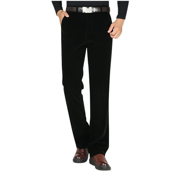 HUJlwoi Mens Corduroy Pants High Waist Straight Leg Work Pants Business Casual Trendy Trousers with Pocket Fall Winter Outfit