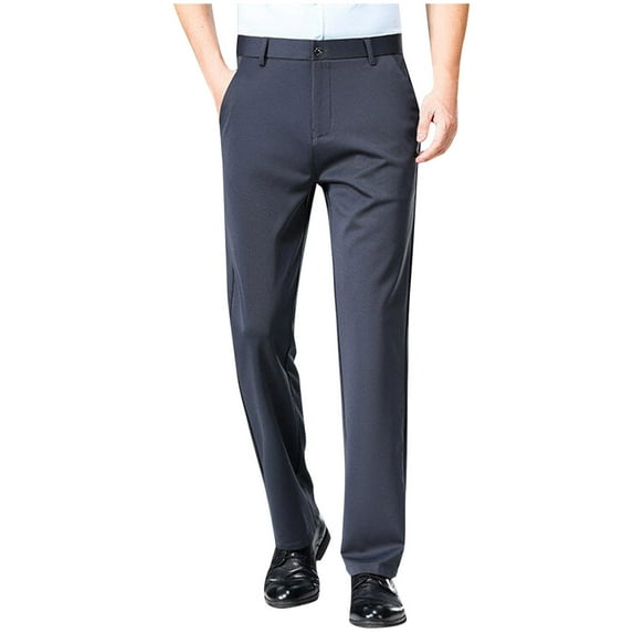 HUJlwoi Mens Dress Pants Slim Fit Slacks Straight Leg Stretch Formal Pants Classic Business Casual Work Office Trousers