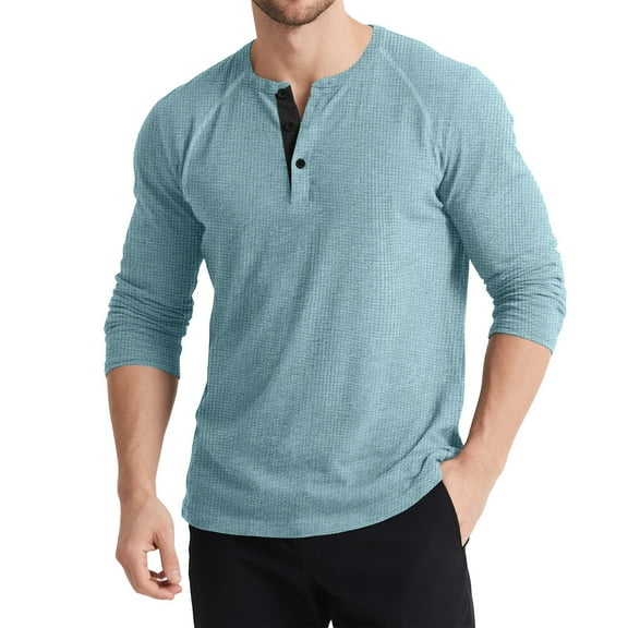 HUJlwoi Mens Henley Shirts Lightheight Long Sleeve Pullover Shirts Knit Button T Shirts Casual Vintage Tops Fall Fashion Outfit