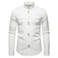 thumbnail image 1 of HUJlwoi Mens Shirts Slim Fit Long Sleeve Mock Neck Button down Shirt Elegant Dressy Business Wedding Tops Formal Clothes, 1 of 6