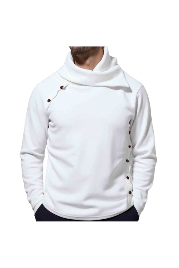 Mens Sweater Warm Comfy Turtleneck Tops Long Sleeve Button Casual Pullover Thermal Trendy Winter Clothes M-4XL