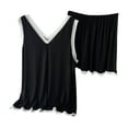 thumbnail image 1 of HUJlwoi Modal Pajama Sets Women Ribbed Sleeveless Lounge Pj Sets 2 Piece Lace Trim Tank Tops and Shorts Loungewear Sleepwear, 1 of 4