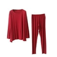 thumbnail image 1 of HUJlwoi Modal Pajama Sets Women Solid Color 2 Piece Pj Sets Long Sleeve Sleepwear and Long Pants Simple Fall Crew Neck Loungewear, 1 of 6