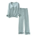 thumbnail image 1 of HUJlwoi Modal Pajama Sets for Women with Chest Pad Basic Lounge Pj Sets Soft Long Sleeve V- Neck Sleepwear Outfits Spring Fall, 1 of 7