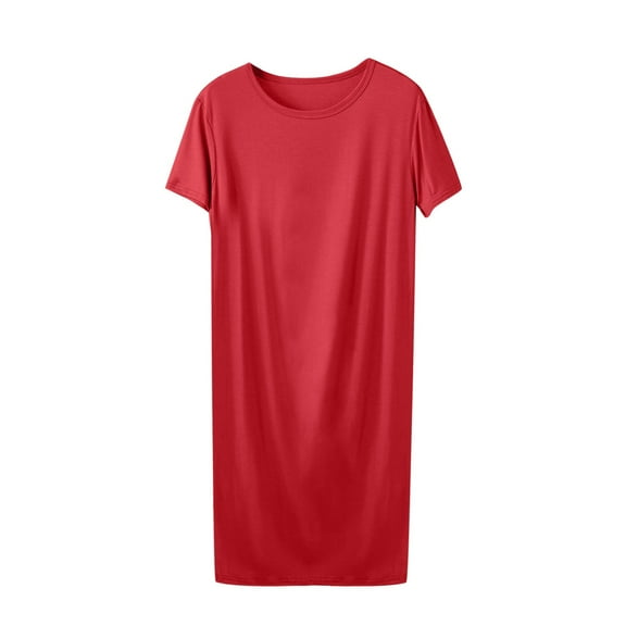 HUJlwoi Night Shirts for Women Plus Size Modal Long Sleepshirt Solid Color Basic Short Sleeve Nightgown Loose Oversized Onesie Sleepwear