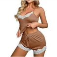 thumbnail image 1 of HUJlwoi Nightwear Sets for Women Ribbed Knitted Lace Sleeveless Loungewear Camisole 2 Piece Cami Shorts Pajama Suit Casual Spaghetti Strap Sleepwear, 1 of 3