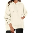 thumbnail image 1 of HUJlwoi Oversized Sweatshirt for Women Lightweight Long Sleeve Hooded Tops Knit Loose Fashion Pullover Outfits Comfy Clothes, 1 of 6