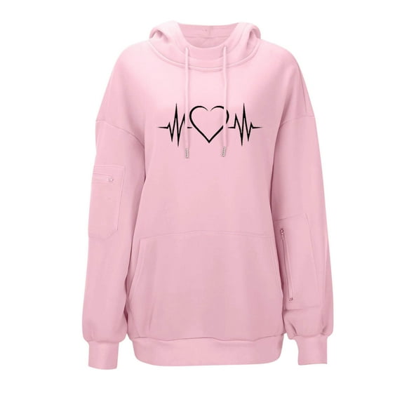 HUJlwoi Oversized Sweatshirt for Women Soft Comfy Print Long Sleeve Pullover Tops Fashion Casual Hoodies with Pockets