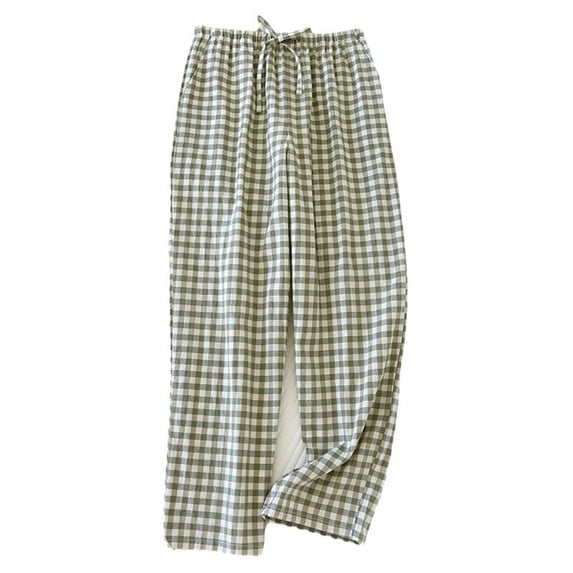 HUJlwoi Pajama Pants Women Lightweight Plaid Loose Wide Leg Pj Bottoms with Pockets Fashion Comfy Sleepwear Casual Trousers