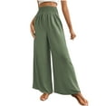 thumbnail image 1 of HUJlwoi Palazzo Pants for Women Lightweight High Waist Loose Wide Leg Trousers Casual Trendy Beach Travel Clothes Comfy Pants, 1 of 3