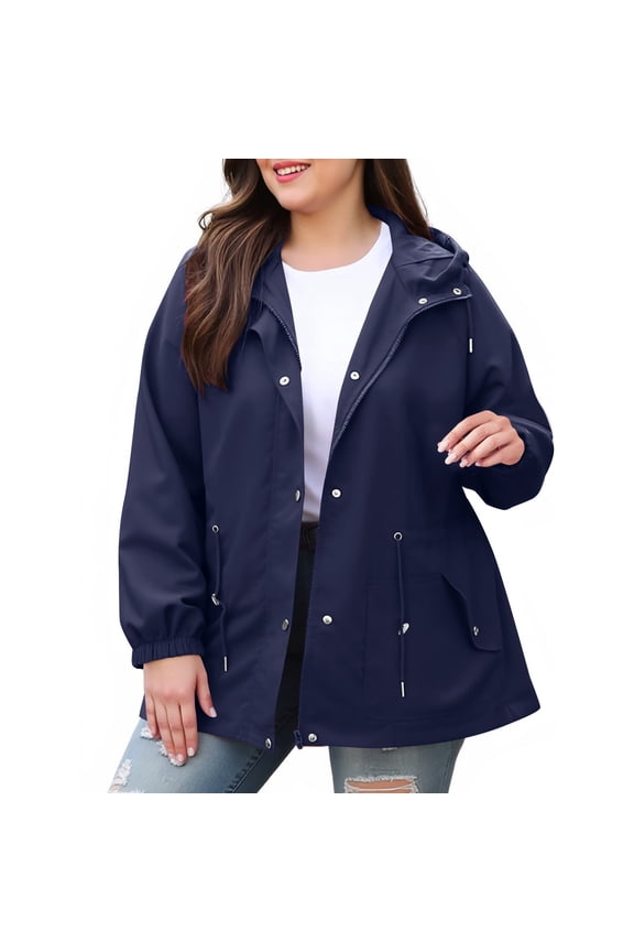Plus Size Jackets for Woman Lightweight Hooded Windbreaker Outerwear Hiking Cycling Workout Coat Tops with Pocket