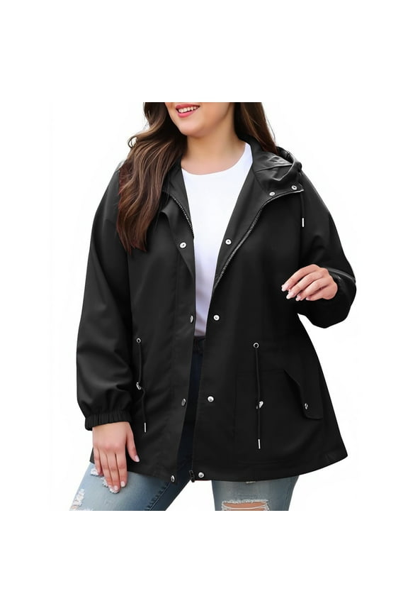 Plus Size Jackets for Woman Lightweight Hooded Windbreaker Outerwear Hiking Cycling Workout Coat Tops with Pocket
