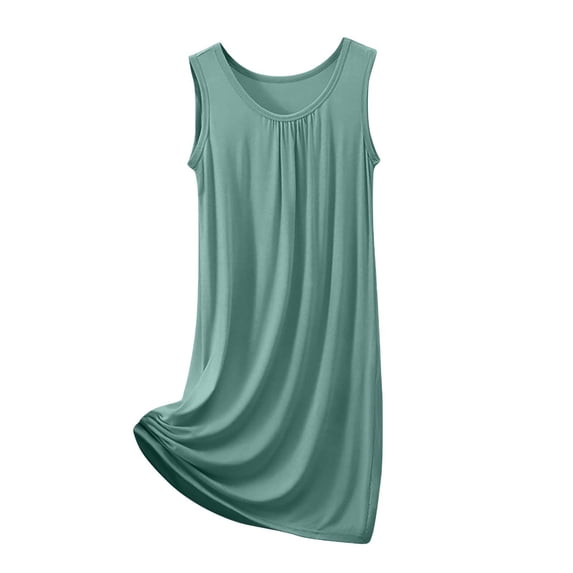 HUJlwoi Plus Size Nightgowns for Women Pleated Sleeveless Sleepwear Wide Strap Sleep Shirt Comfy Breathable Nightwear