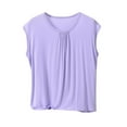 thumbnail image 1 of HUJlwoi Plus Size Tops for Women Pleated Casual Sleepwear Sleeveless Loose Fit Pajama Shirts Crew Neck Solid Color Modal Lounge Clothes, 1 of 4