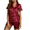 thumbnail image 1 of HUJlwoi Printed Pajama Sets Women Heart Graphic Sleepwear Matching Clothing Short Sleeve Button down Shirts with Shorts 2 Piece Pj Sets, 1 of 5