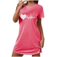thumbnail image 1 of HUJlwoi Printed Women Nightgown Simple Graphic Sleepshirt Casual Summer Short Sleeve Nighshirt Above Knee Chemise Sleepwear, 1 of 6