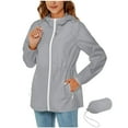 thumbnail image 1 of HUJlwoi Rain Jacket Women Waterproof Windbreaker Hooded Drawstring Tops Outdoor Running Hiking Cycling Coat with Zipped Pockets, 1 of 7
