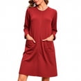 thumbnail image 1 of HUJlwoi Robes for Women Long Sleeve Zipper Front House Coat Round Neck Loose Comfort Bathrobe Soft Sleepwear with Pockets, 1 of 6