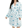 thumbnail image 1 of HUJlwoi Robes for Women Ribbed Knit Long Sleeve Soft Bathrobe Shawl Collar Heart Graphic Loose Sleepwear Pajamas S-XL, 1 of 2