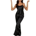 thumbnail image 1 of HUJlwoi Satin Lounge Sets for Women Silk Cami 2 Piece Pajama Sets Sleeveless Long Pants Pj Sets Solid Color Summer Loungewear Sleepwear, 1 of 3