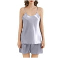 thumbnail image 1 of HUJlwoi Satin Pajama Set for Women Spaghetti Strap 2 Piece Sleeveless Pjs Sets Cami Shorts Lounge Matching Clothing Summer Loose Fit Sleepwear, 1 of 4
