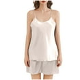 thumbnail image 1 of HUJlwoi Satin Pajama Set for Women Spaghetti Strap 2 Piece Sleeveless Pjs Sets Cami Shorts Lounge Matching Clothing Summer Loose Fit Sleepwear, 1 of 4