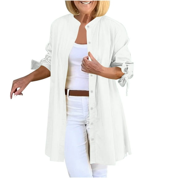 HUJlwoi Shacket for Women Solid Color Lightweight Long Sleeve Tops Button down Shirts Fall Fashion Outerwear Coat Casual Loose Clothes